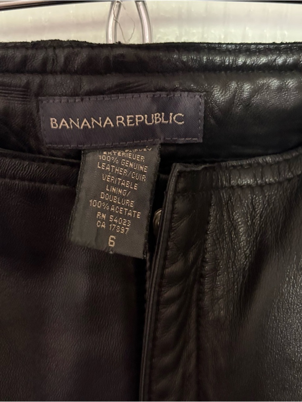 Banana Republic Black Leather Skirt with Zip Detail